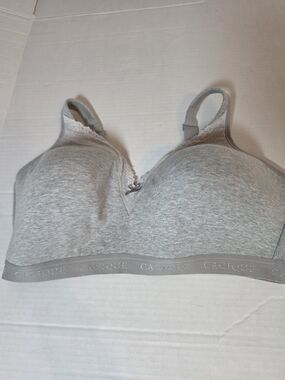 Cacique Light Heather Gray Wireless Bralette with Lace Trim Size 42F